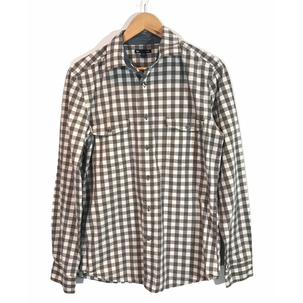 Gap Men's Long Sleeve Button Down Shirt - Size Small  Gray / White